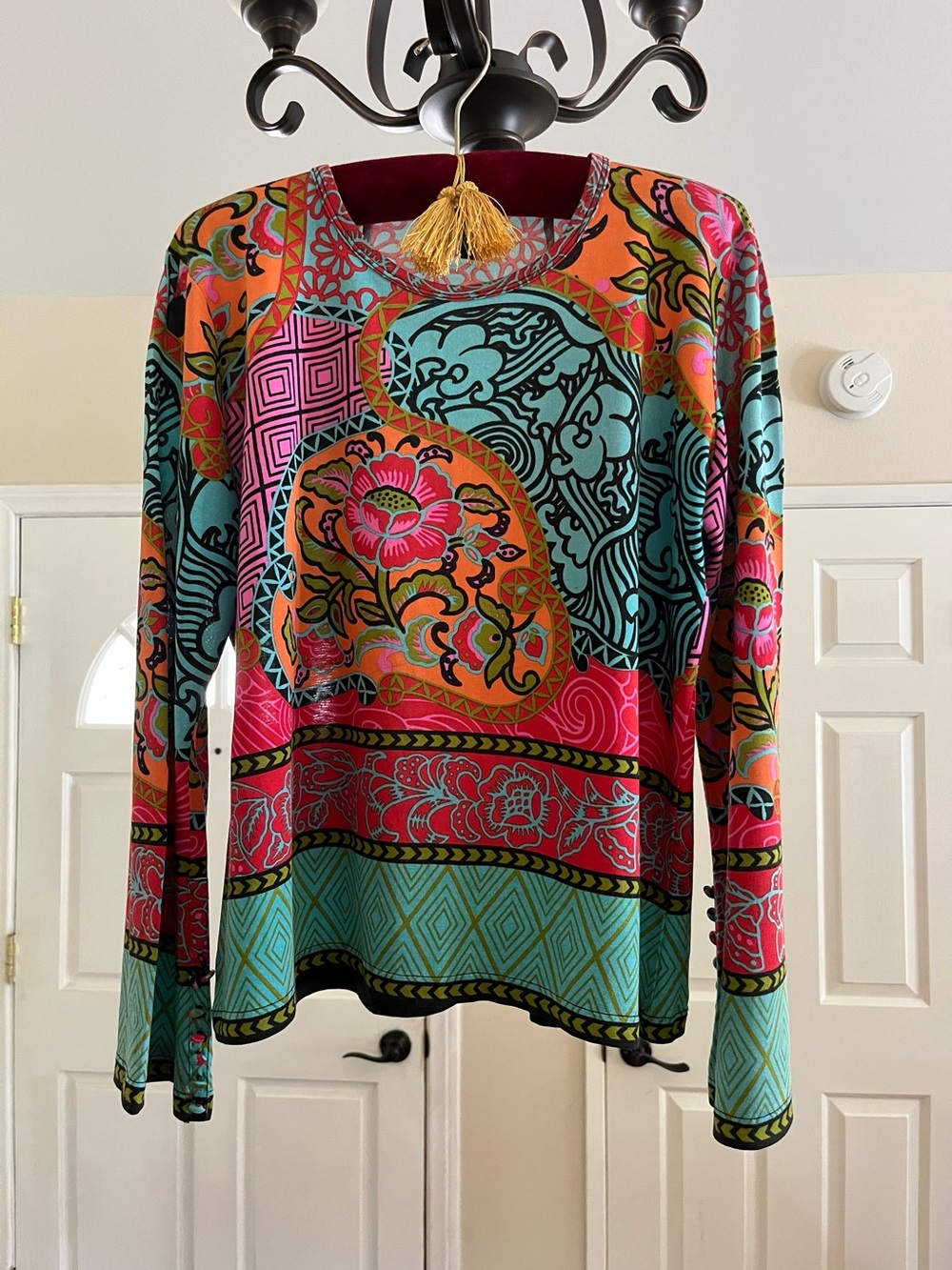Lynn Ritchie Silk Blend Patchwork Floral Top Size Large